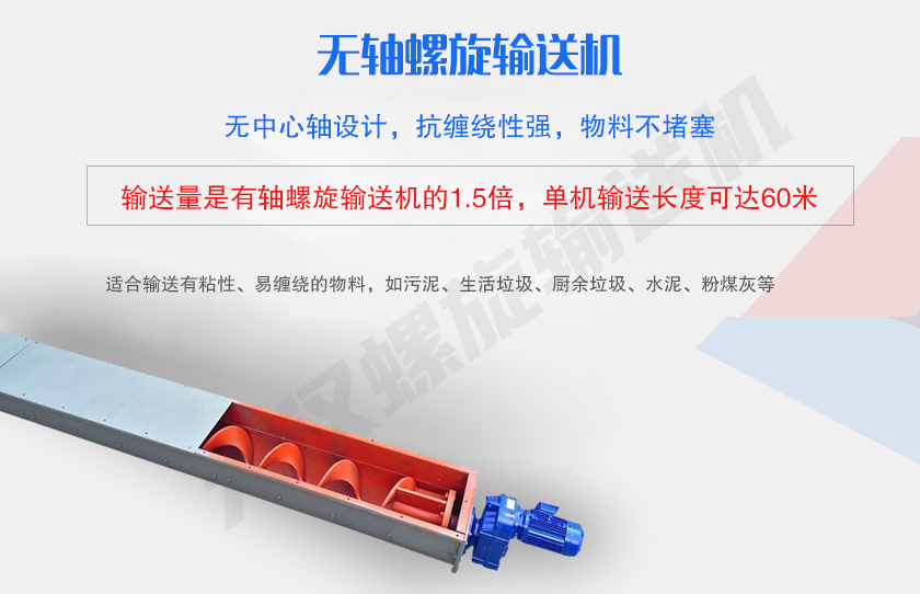 無中心軸設計，抗纏繞性強，物料不堵塞